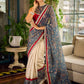 Flourishing Ivory Kalamkari Floral Chanderi Saree with Red Zari-Trimmed Hem & Chevron Border Accent