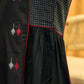 Dual Tone Pleated Jamdani Black Dress with Maroon Accents and Minimal Embellishment