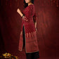 Classic Maroon Ajrakh Cotton Kurta with Minimalist Embroidery