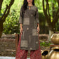 Chic Grey Cotton Kurta with Statement Abstract Hand Block Design