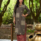 Chic Grey Cotton Kurta with Statement Abstract Hand Block Design