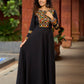 Black Flared Gown with Mirror Work Embellishments