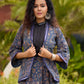 Ajrakh Elegance Blue Skirt & Black Woven Halter Neck Top with Additional Ajrakh Jacket
