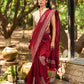 Chic Maroon Cotton Saree with Modern Abstract Hand Block Print
