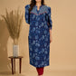 Midnight Maze Indigo Kurta with Contrast Detailing and Delicate Embellishments