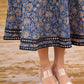 Ajrakh Elegance Blue Skirt & Black Woven Halter Neck Top with Additional Ajrakh Jacket