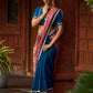 Elegant Navy Blue & Rust Half-and-Half Georgette Saree with Gotapatti Hand Embroidered Pallu