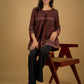 Beautiful  brown cotton ajrakh combination top