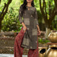 Chic Grey Cotton Kurta with Statement Abstract Hand Block Design