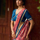 Elegant Navy Blue & Rust Half-and-Half Georgette Saree with Gotapatti Hand Embroidered Pallu