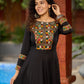 Black Flared Gown with Mirror Work Embellishments