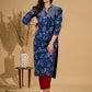 Midnight Maze Indigo Kurta with Contrast Detailing and Delicate Embellishments