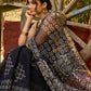 Classic black Kota saree with bold handblock prints and golden borders