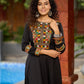 Black Flared Gown with Mirror Work Embellishments
