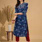Midnight Maze Indigo Kurta with Contrast Detailing and Delicate Embellishments