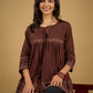 Beautiful  brown cotton ajrakh combination top