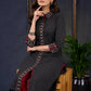 Classic-Black-Cotton-Striped-Straight-Cut-Kurta-Highlighted-With-Geometrical-Print-Design--Pant-Optional