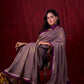 Lustrous Grey Silk Blend Saree with Chanderi Purple Border & Bold Statement Pallu