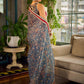Flourishing Ivory Kalamkari Floral Chanderi Saree with Red Zari-Trimmed Hem & Chevron Border Accent