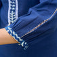 Navy blue cotton kurta featuring soft, stylish gathered sleeves-pant optional