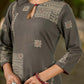 Chic Grey Cotton Kurta with Statement Abstract Hand Block Design