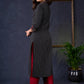 Classic-Black-Cotton-Striped-Straight-Cut-Kurta-Highlighted-With-Geometrical-Print-Design--Pant-Optional