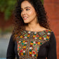 Black Flared Gown with Mirror Work Embellishments