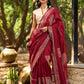 Chic Maroon Cotton Saree with Modern Abstract Hand Block Print