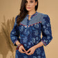 Midnight Maze Indigo Kurta with Contrast Detailing and Delicate Embellishments