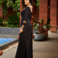 Black Flared Gown with Mirror Work Embellishments