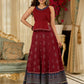 Maroon rich Jamdani Lehenga and Choli - Beautiful navy blue embroidered shrug Optional