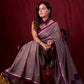 Lustrous Grey Silk Blend Saree with Chanderi Purple Border & Bold Statement Pallu