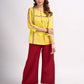 Sunshine Yellow Cotton Contemporary Top with Handcrafted Madhubani Border Highlights