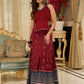 Maroon rich Jamdani Lehenga and Choli - Beautiful navy blue embroidered shrug Optional