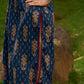 Contemporary Blue Ajrakh Print Kurta with Pleated Pintuck Detailing and Maroon Accents