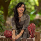 Chic Grey Cotton Kurta with Statement Abstract Hand Block Design