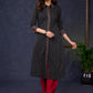 Classic-Black-Cotton-Striped-Straight-Cut-Kurta-Highlighted-With-Geometrical-Print-Design--Pant-Optional