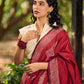 Chic Maroon Cotton Saree with Modern Abstract Hand Block Print