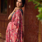 Elegant Navy Blue & Rust Half-and-Half Georgette Saree with Gotapatti Hand Embroidered Pallu