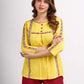Sunshine Yellow Cotton Contemporary Top with Handcrafted Madhubani Border Highlights