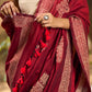 Chic Maroon Cotton Saree with Modern Abstract Hand Block Print