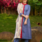Classic Blue Handloom Straight Pant with Contrasting Ikat Border