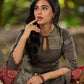 Chic Grey Cotton Kurta with Statement Abstract Hand Block Design