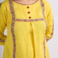 Sunshine Yellow Cotton Contemporary Top with Handcrafted Madhubani Border Highlights