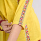Sunshine Yellow Cotton Contemporary Top with Handcrafted Madhubani Border Highlights