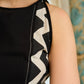 Bespoke Black Zigzag Panel Dress in Cotton Flex with Subtle Kantha Embroidery