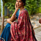 Elegant Navy Blue & Rust Half-and-Half Georgette Saree with Gotapatti Hand Embroidered Pallu