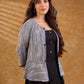 Monochrome Stripe Cotton Short Peplum Jacket