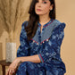 Midnight Maze Indigo Kurta with Contrast Detailing and Delicate Embellishments