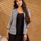 Monochrome Stripe Cotton Short Peplum Jacket